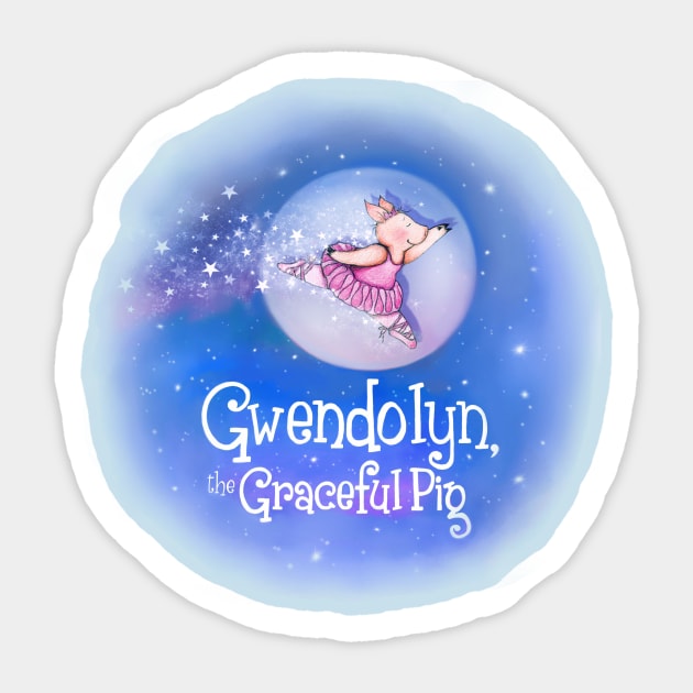 Gwendolyn the Graceful Pig in Blue Sticker by davidrottenberg